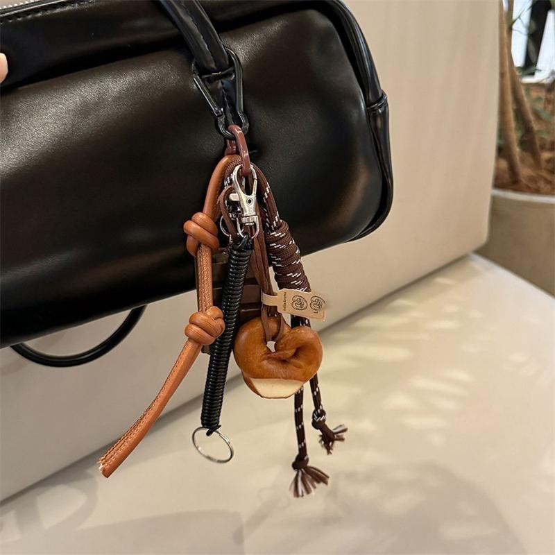 Bag Charm Autumn/Winter Brown Cute Alkaline Bread Bag Pendant Chocolate Mountain Climbing Rope Decorative Hangin