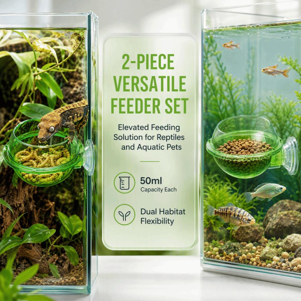 2pcs Round Suction Cup Feeder Green Chameleon Feeder Dish Durable Lizard Feeder Bowl Gecko