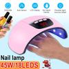 45W 15 LEDS UV Nail Polish Dryer Lamp Gel USB Acrylic Curing Light For Nail Machine Curing Lamp With Timer 30s/60s/99s Setting Women Gift