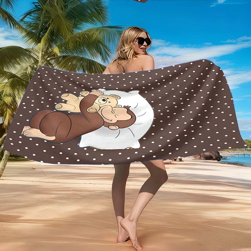 Curious George Flying Kite Beach Towel, Quick-drying, Easy to Care for, Suitable for Both Fitness and Beach Vacations,Sports Essential