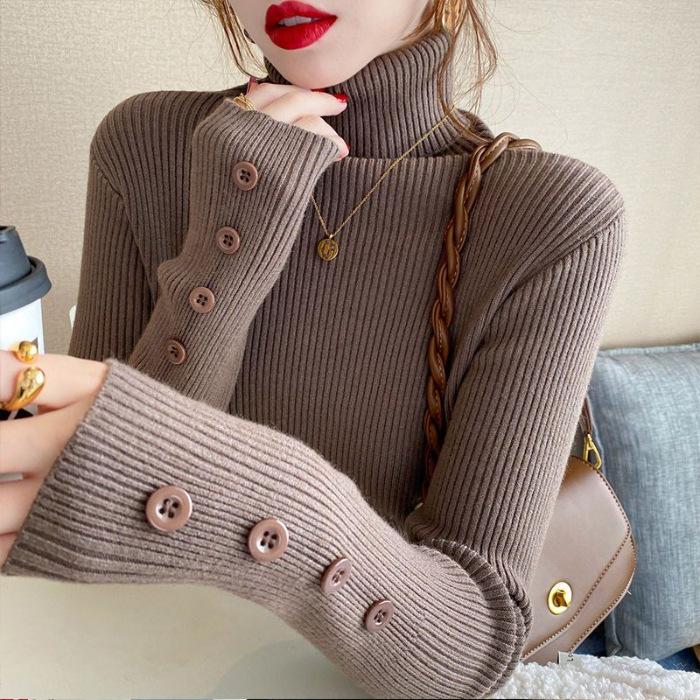 Versatile turtleneck women's autumn and winter knitted bottoming shirt, fashionable new inside, slim and thin outside, foreign top