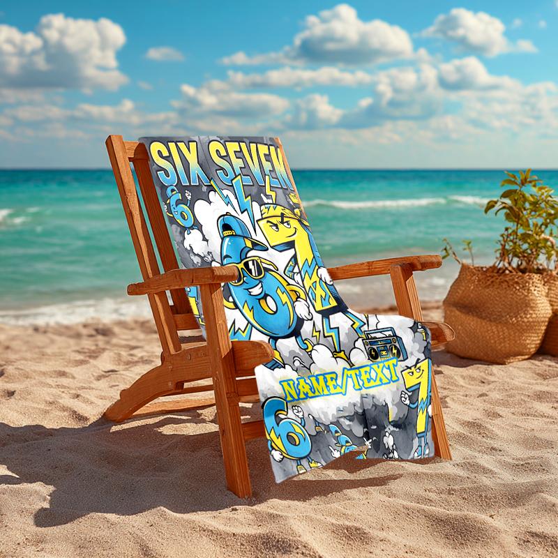 1PC Custom Name "Six Seven Adventure" Beach Towel Highly Absorbent And Sand-Resistant Towel for Swimming, Pool, Yoga, And Travel Lightweight