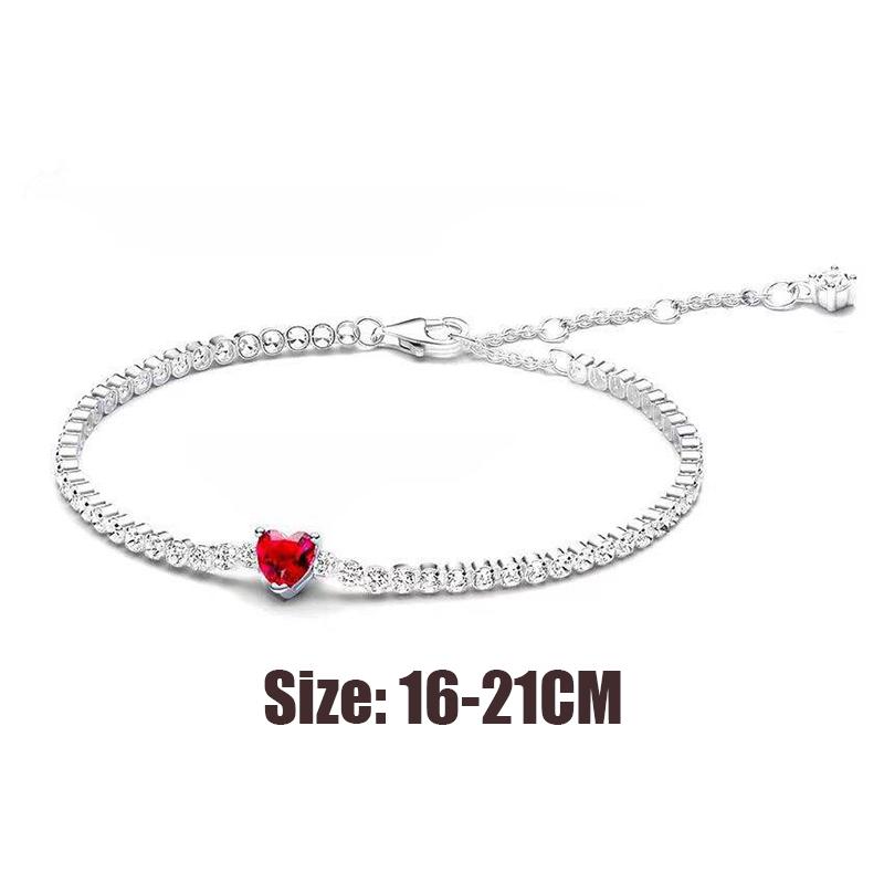 925 silver women's bracelet with adjustable bow, heart-shaped zircon bracelet, fashionable DIY jewelry gift