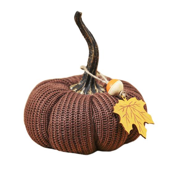 Mini Knit Pumpkins Desktop Ornaments Autumn Fabric Artificial Pumpkin Crafts for Fall Thanksgiving Harvest Festival Halloween Home Decor