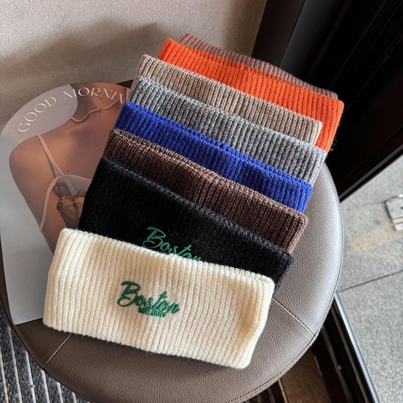 Корейская Модная Повязка на Голову с Буквой Для Женщин и Мужчин Из Вязаного Материала Осенний Зимний Аксессуар