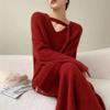 Autumn and Winter Women's Sweater Dress Knitted Dress Sub with A Coat Inside The Bottom of The Fall Long Sweater Dresses