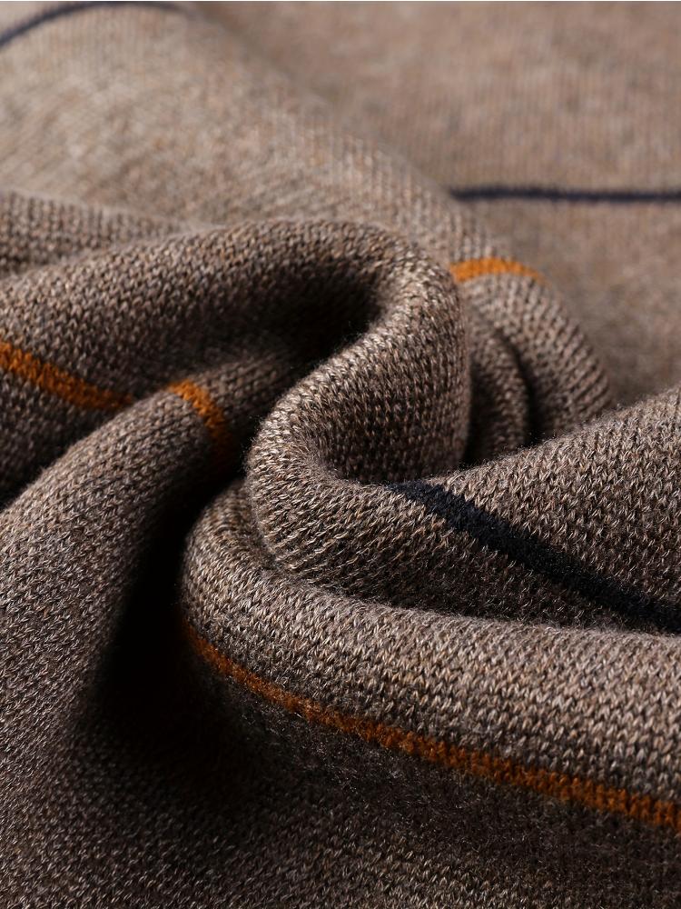 Мужской повседневный полосатый вязаный свитер на молнии 1/4, трикотажный топ с длинным рукавом из смеси полиэстера и акрила, зрелый стиль