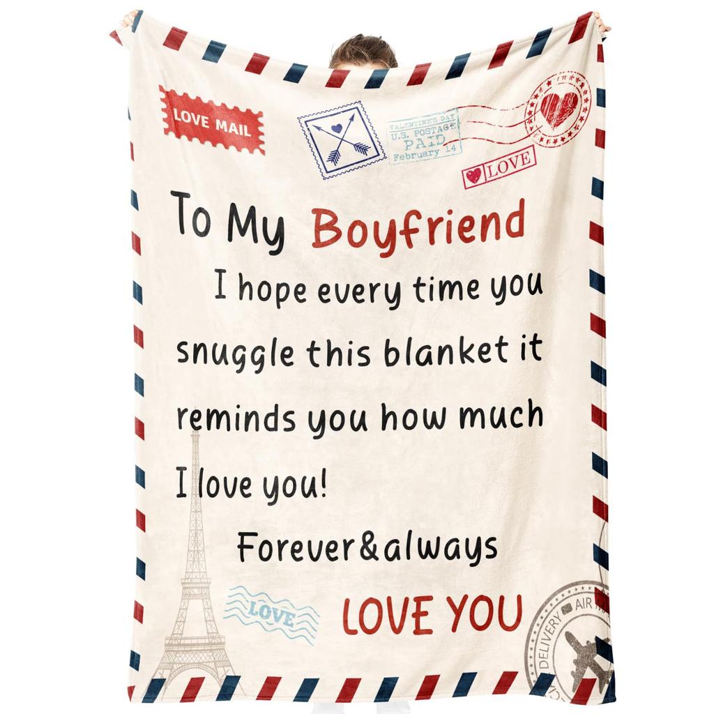 Message Letter Flannel Blanket for Boyfriend Envelope Valentine's Day Letter Letter Letter Blanket