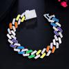 Men And Women Hip Hop Colorful Cuban Bracelet Nightclub Micro Zircon Color Drip Full Diamond Jewelry