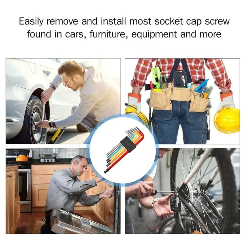 7 шт. Набор цветных шестигранных ключей для велосипеда MTB Дорожный велосипед Набор инструментов для ремонта Сервисный ключ Шестигранный гаечный ключ Плоский Шаровой Открытый Ручные инструменты