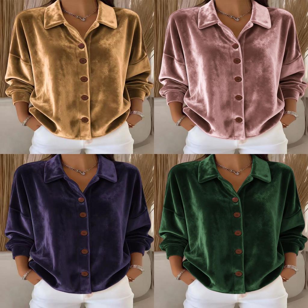 Polyester Long Sleeve Shirt Cardigan With Buttons For Casual Winter Wear