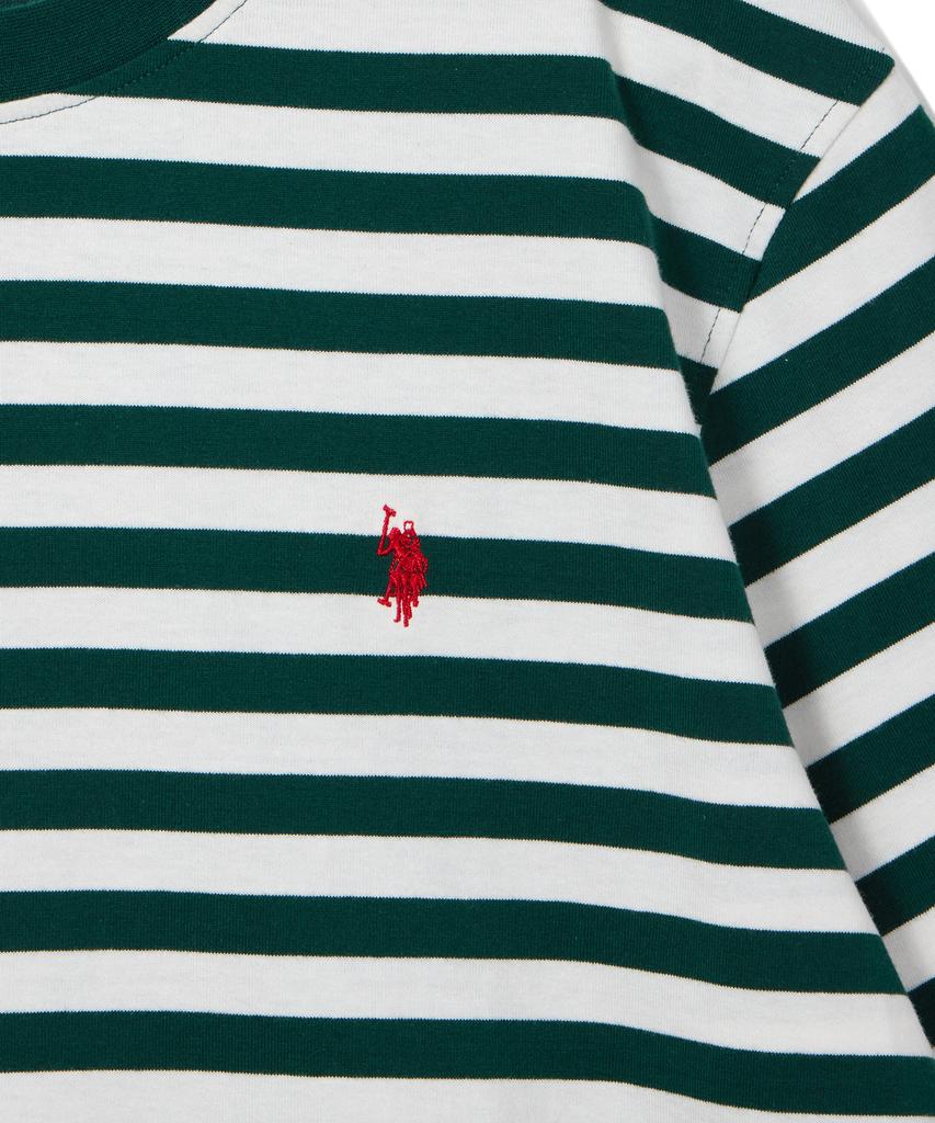 USPOLOASSN Cotton Round T-Shirt_Green Stripe