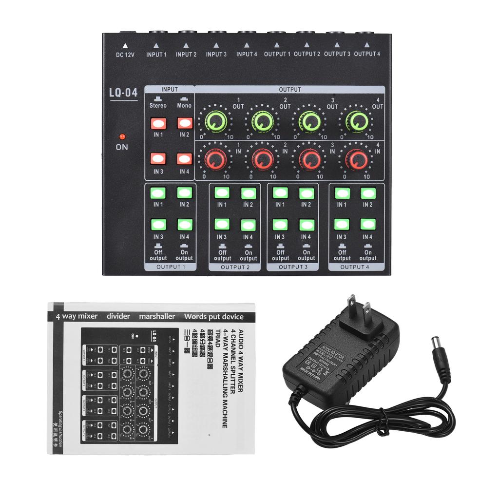 4-канальный аудиомикшер, портативный усилитель для наушников, легкая ручка регулировки громкости с питанием 5 В