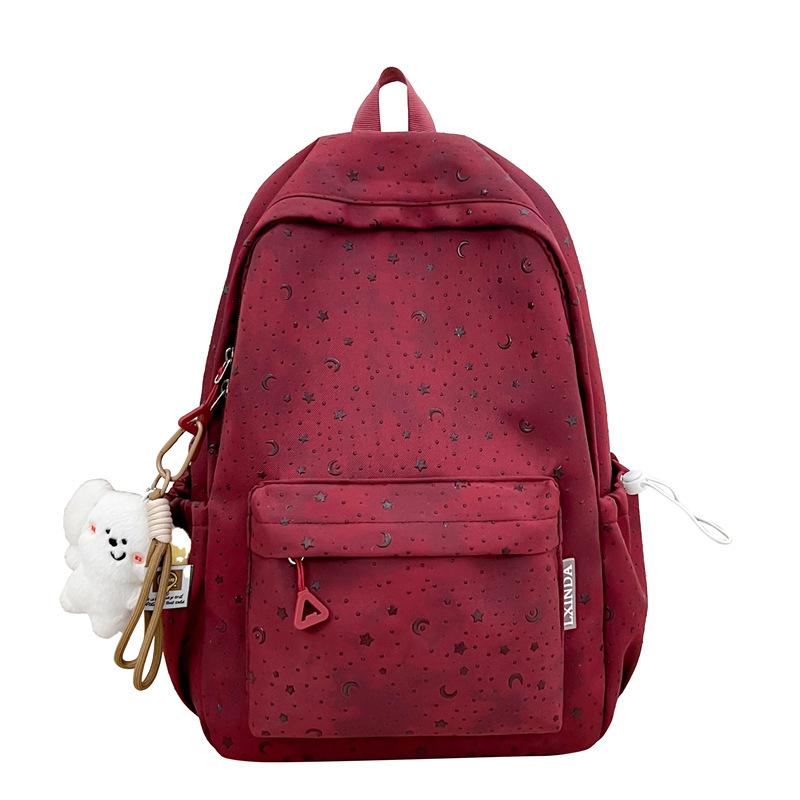 Schoolbag simple solid color schoolbag female high school student Korean version ins niche lazy wind backpack junior high school student backpack