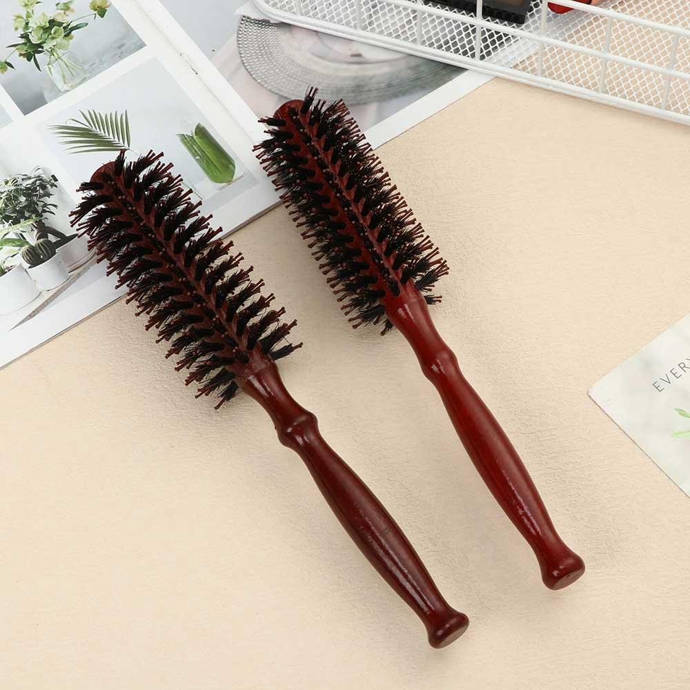 Portable Wooden Hairdressing Tool Hairbrush Boar Bristle Round Brush Round Hair Brush Styling Brush