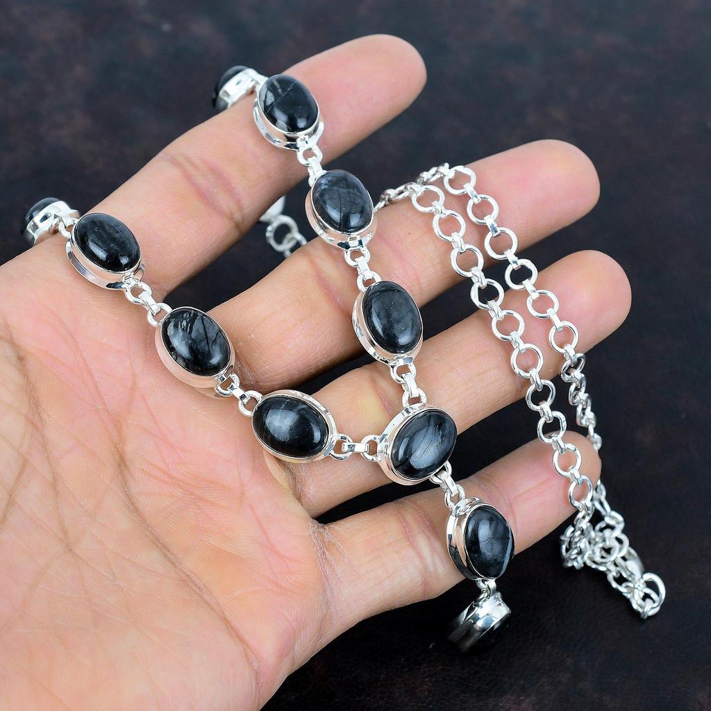 Picasso Jasper Necklace 925 Sterling Silver Necklace Adjustable Chain Necklace Handmade Jewelry Natural Gemstone Necklace Anniversary Gifts