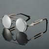 Non-polarized Steampunk Sunglasses Men Round Red Lens Punk Sun Glasses Black Metal Gothic Style New Products Women Shades
