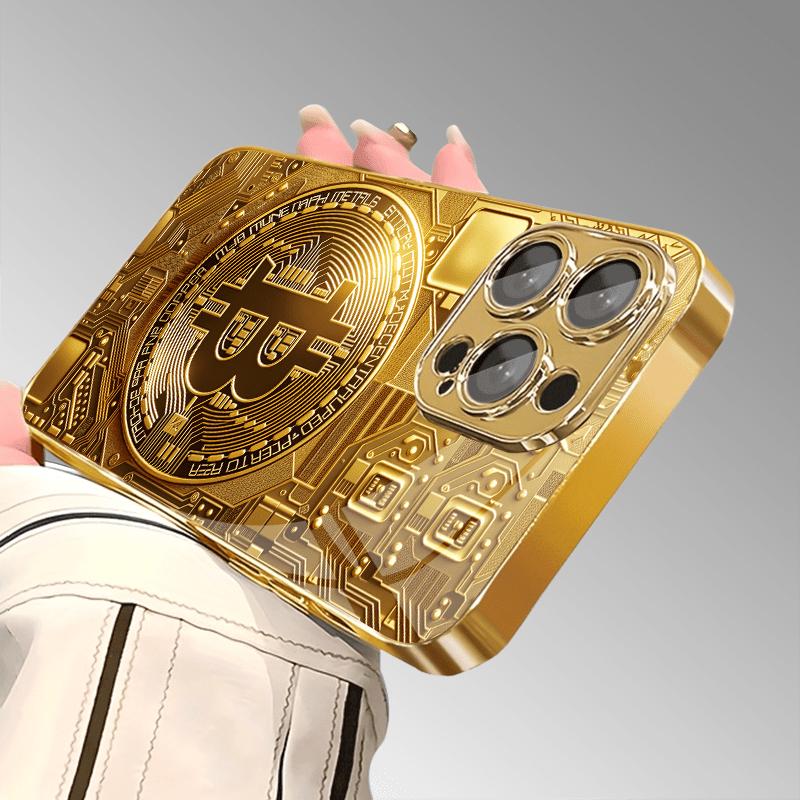 Закаленное стекло с рисунком Bitcoin для чехла телефона, подходит для iPhone 17 16 15 14 13 12 11 Pro Max Plus, ударопрочный и противоударный
