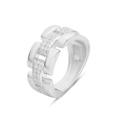 Серебряное кольцо с фианитами, вес изделия 7,79 гр (2161790)
