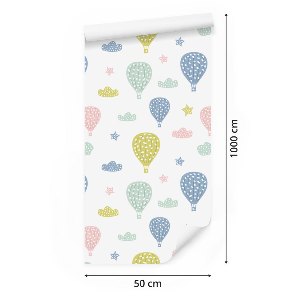 Colorful balloons and clouds wallpaper for living room and bedroom 50x1000