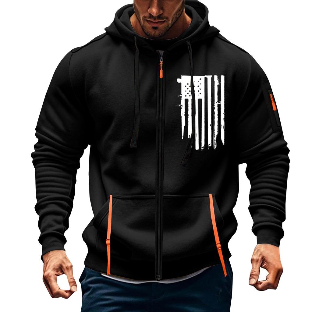 Мужская спортивная повседневная толстовка с капюшоном, кардиган с капюшоном на молнии, многокарманное пальто с капюшоном