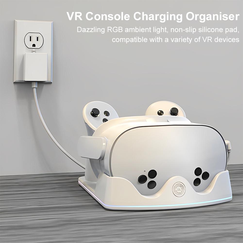 For Meta Quest 3S VR Charging Dock Charging Station VR Headest Fast Charging Station Headset Display Stand and Controller Mount