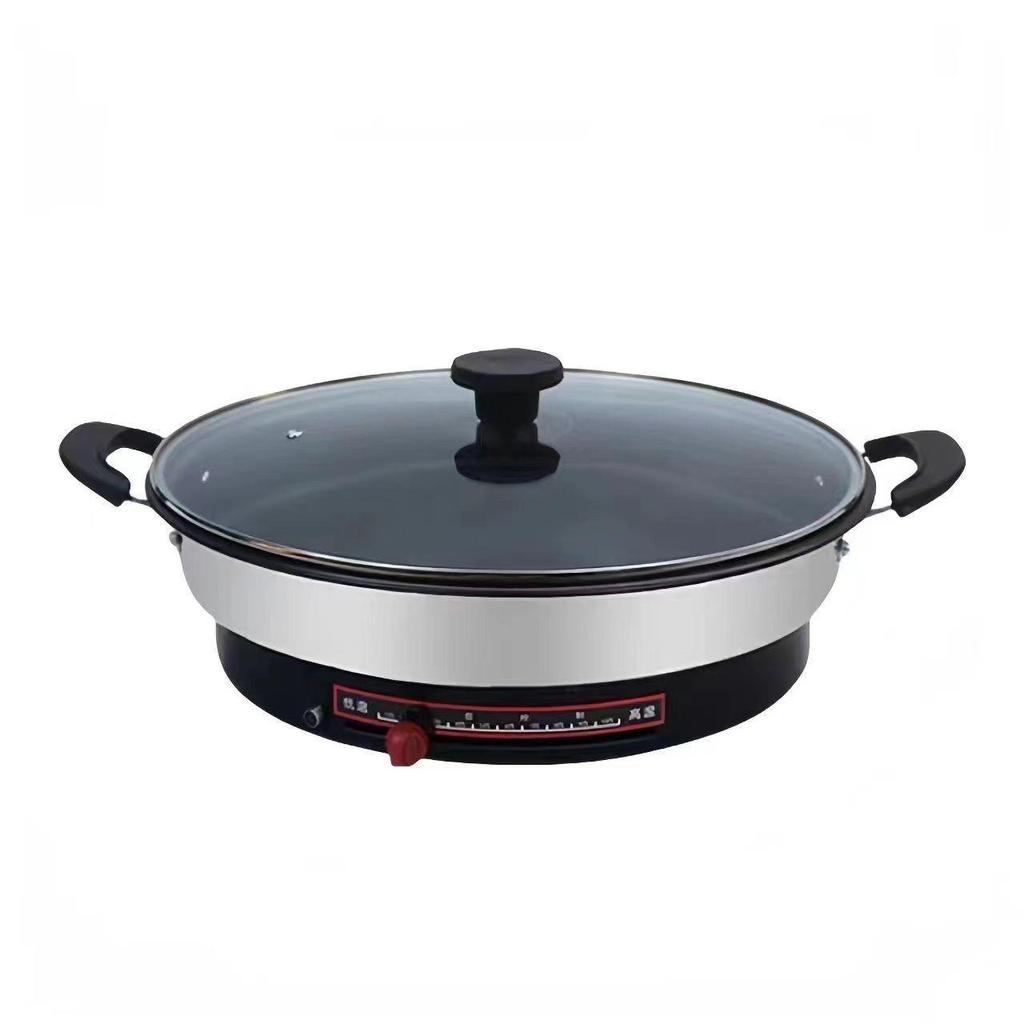 Электрическая антипригарная сковорода и блинница из сверхтолстой нержавеющей стали - Глубокая, Увеличенная, Односторонняя, С плоским дном, Новая модель для домашнего использования