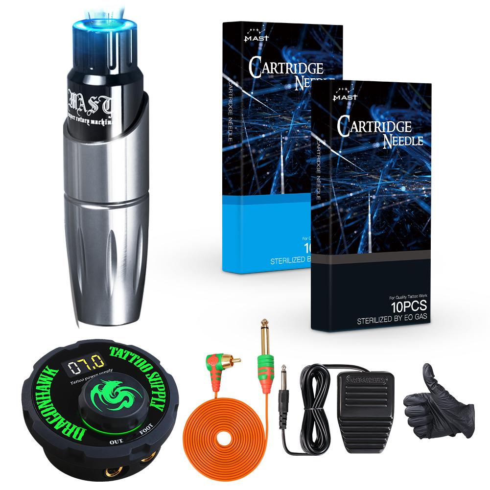 Комплект роторной тату-машины Mast Tour для татуировки с мини-ЖК-блоком питания для набора картриджей для макияжа для начинающих