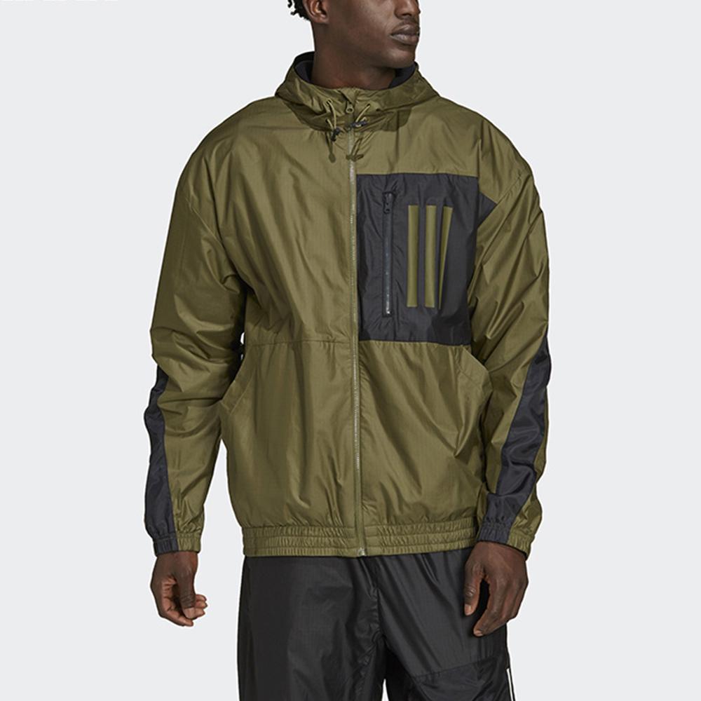 adidas Тренировочная беговая тканая куртка с капюшоном, мужская верхняя одежда, оливковая GT3744