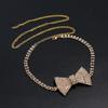 Diamond Wave Water Chain Necklace Butterfly Pendant For Female Fashion Statement