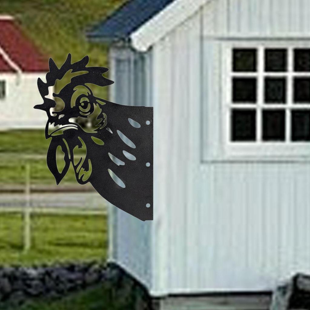 2D Peeping Metal Art Black Silhouette Artwork Fence Decoration Decorative Cutout Garden Ornament for