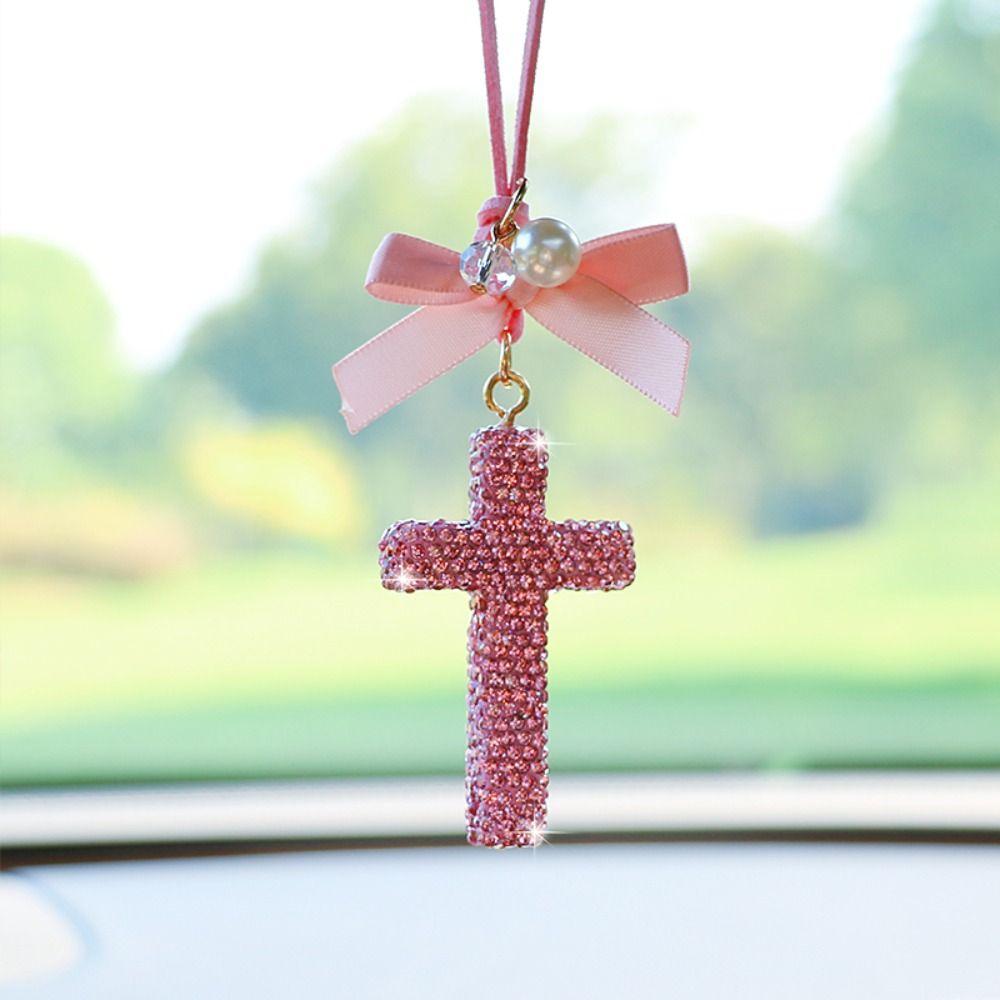 Sparkling Cross Car Decoration Shiny Rhinestone Crystal Rhinestone Cross For Men Women