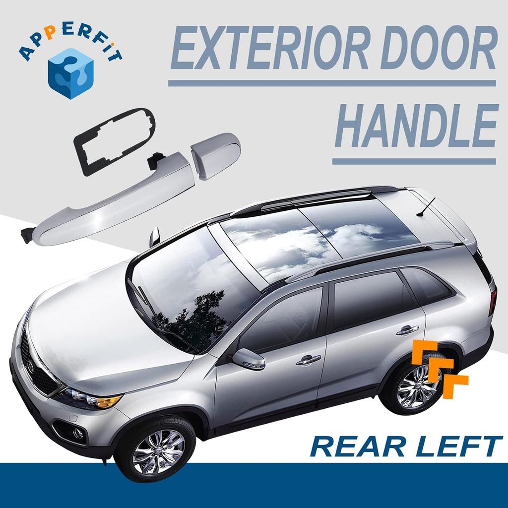 APPERFiT Ручка наружная двери Хром С прокладкой Совместимо с Kia Sorento 2011 2012 2013 2014 2015 Задняя дверь Левая Сторона водителя Панель Заменяет