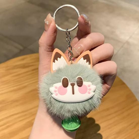 Брелок-подвеска с колокольчиком Лисий Меховой Лицевой Розовые Следы Лап Мягкий Плюшевый Брелок Сумки Рюкзаки Декоративные Аксессуары