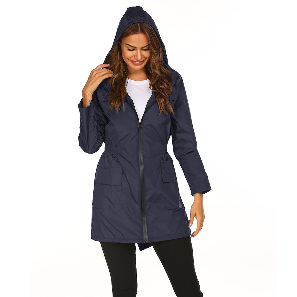 Autumn Winter Women's Jacket with Waist Cinched Hooded Lightweight Suit Windcheaters Jackets
