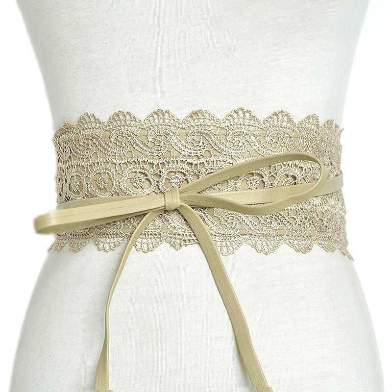 Mary European and American Ladies Multi-Color Optional Wide Waist Seal Lace Decoration Wide Belt Women's Leather