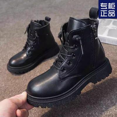 Детские ботинки Мартин для мальчиков и девочек, зимние, новая мода, кожаные ботинки, боковая молния, водонепроницаемые, зимние ботинки, короткие ботинки, нескользящие