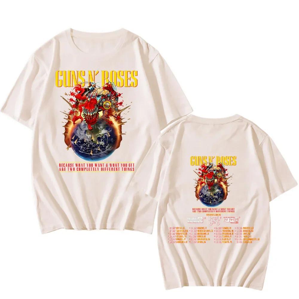 Guns N Roses 2025 Tour Tshirts Vintage Rock Band Streetwear Short Sleeve Fashion Cotton Tshirts Women Unisex Tees Chic Y2K Clothes