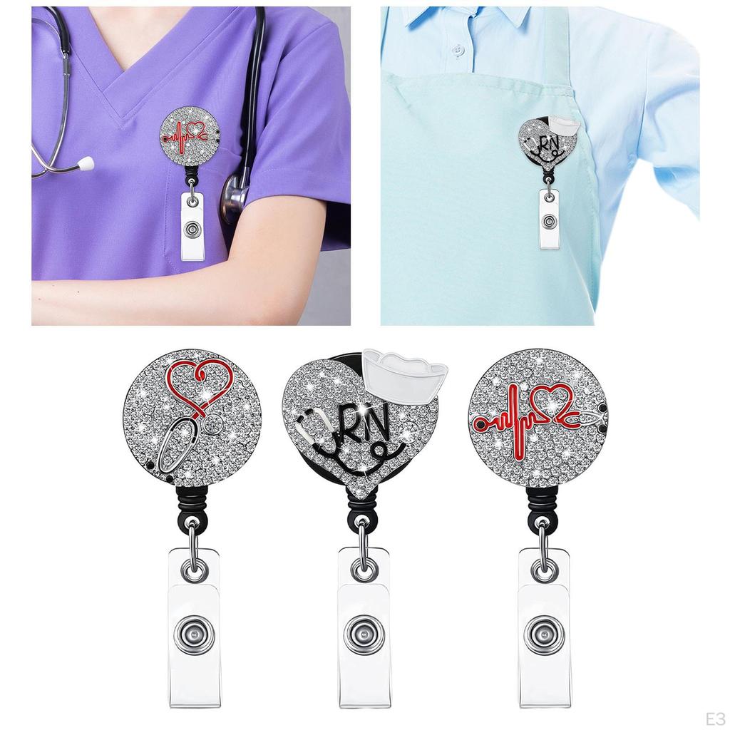 Катушка для карточек, держатель для бейджа медсестры, подарки на день медсестры, аксессуары для имени, забавные блестящие для врача-волонтера