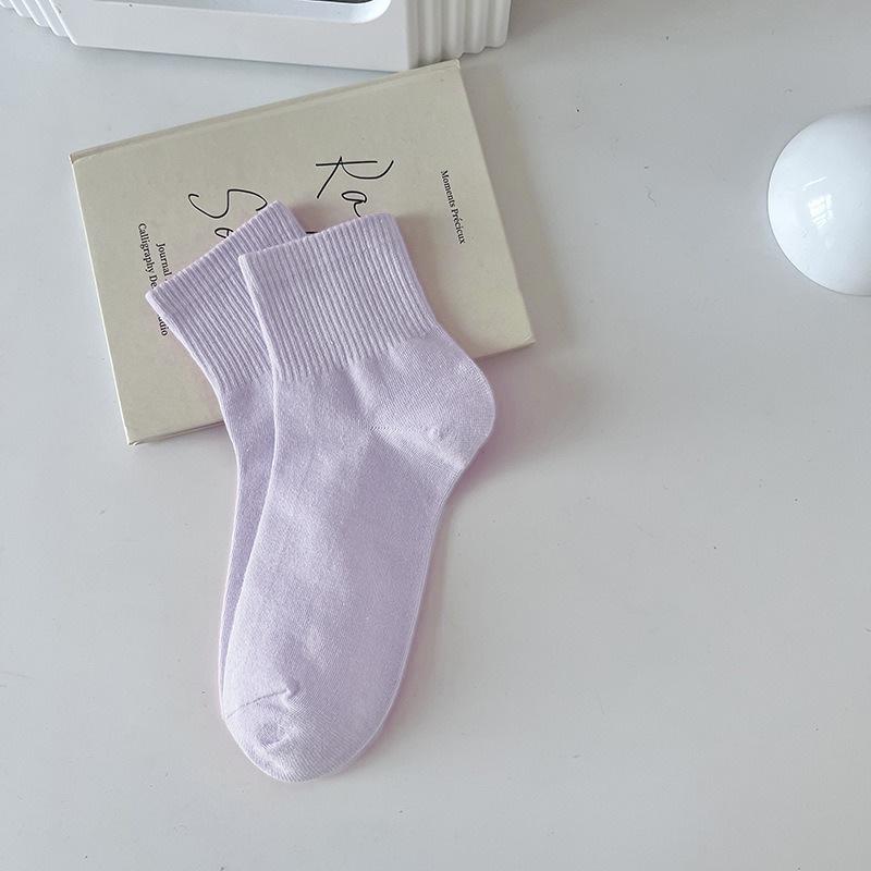 Женские спортивные носки из хлопка макаронных цветов - Дышащие, Влагоотводящие, Не скатывающиеся, Средней длины для весны и осени