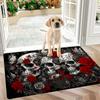 1pc Thickened Halloween Skull Rose Butterfly Rug, Non-slip Carpet for Outdoor Kitchen Bedroom Bathroom, Home Room Decoration
