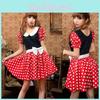 Elegant Adult Sexy Women's Cartoon Minnie Mouse Costume With Polka Dots For Halloween