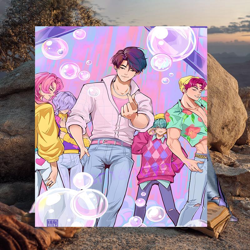 1PC Colorful Kpop cartoon Flannel Blanket Gift, Suitable for Both Men And Women, Soft Ideal for Beds And Sofa, Birthday Or Christmas Gift