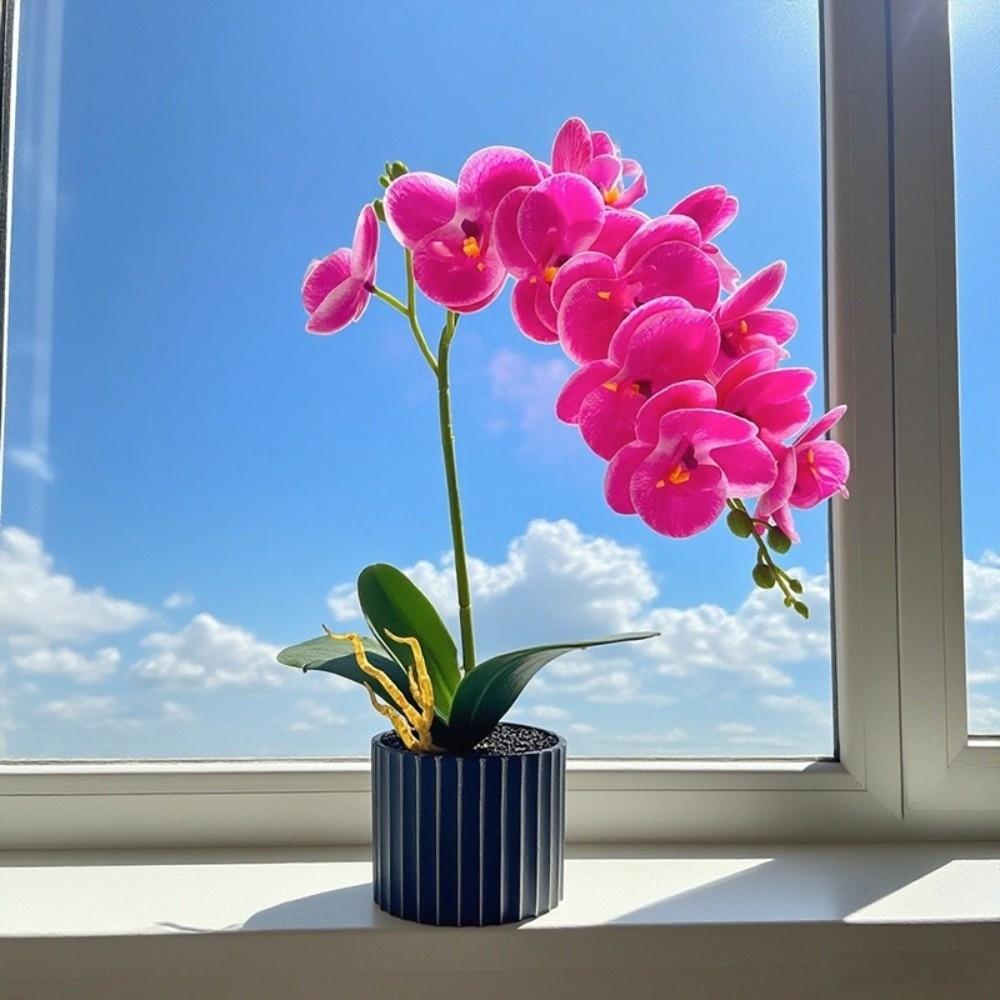 Multi-Bloom Artificial Orchid Bonsai DIY Plastic Fake Flower New Artificial Faux Plants Home Decor