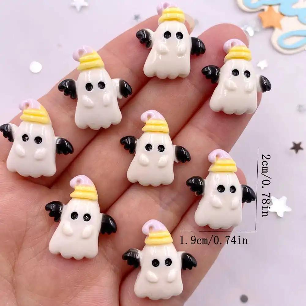 10 шт. смоляных красочных милых фигурок в виде ведьминой шляпы, кошки, летучей мыши, черепа, плоских камней, сделай сам, бант, украшение на Хэллоуин, аксессуары для скрапбукинга