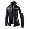 Leather Jacket Men's South East Asia Fashion Trendy Men's Leather Jacket Color Matching Stand-up Collar Retro Locomotive Leather Jacket Men