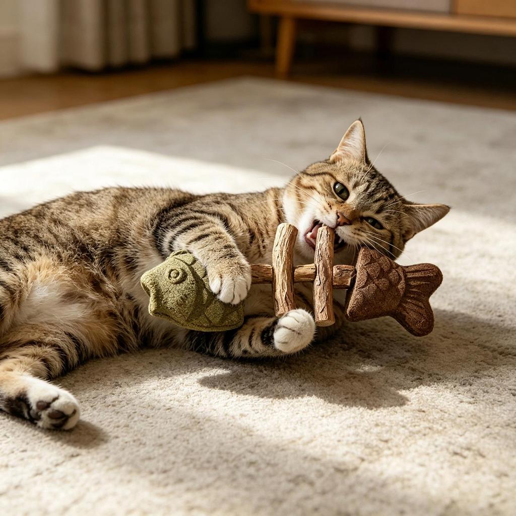 Кошачья мята Рыбная кость Игрушка для кошек Жевательная палочка Интерактивная игрушка для чистки зубов для кошек из натуральных материалов Дизайн в форме рыбы для домашних животных