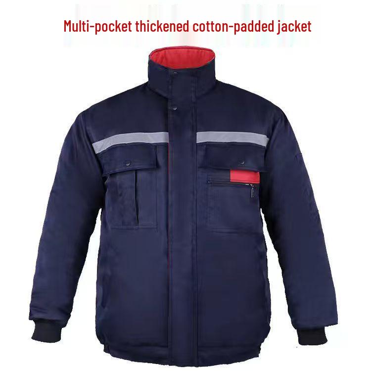 Светоотражающая зимняя рабочая одежда: Утепленная куртка из утолщенного хлопка для защиты в холодную погоду