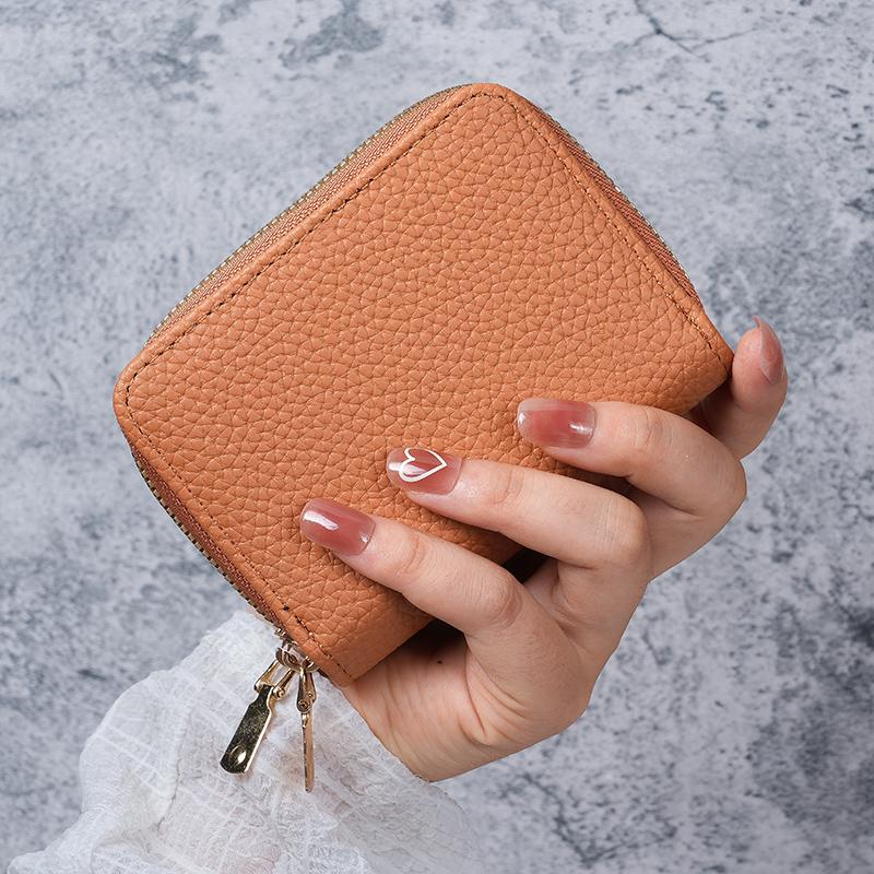 Ins New Double-decker Women's Card Bag PU Leather Zipper Certificate Bag Female Large-capacity Driver's License Card Slot Wallet