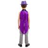 Kids Sequins Medieval Vest Victorian Tailcoat Lapel V Neck Front Zip Vest Solid Sequins Fedora Hat Circus Outfit